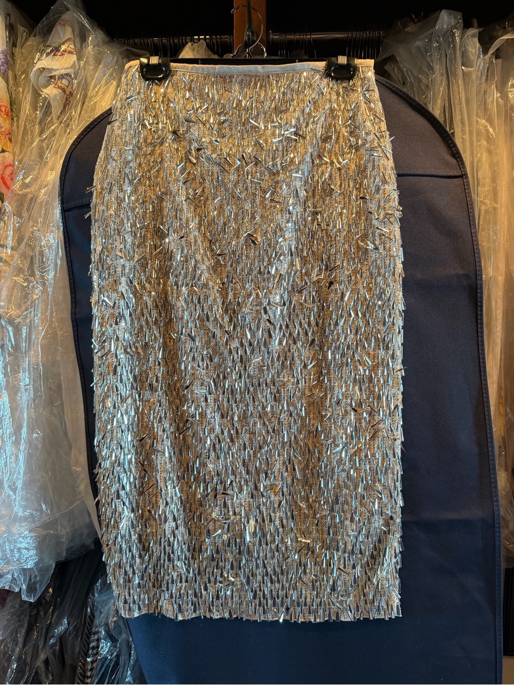 NWT Zara Sparkling Silver Sequin Pencil Skirt size Small